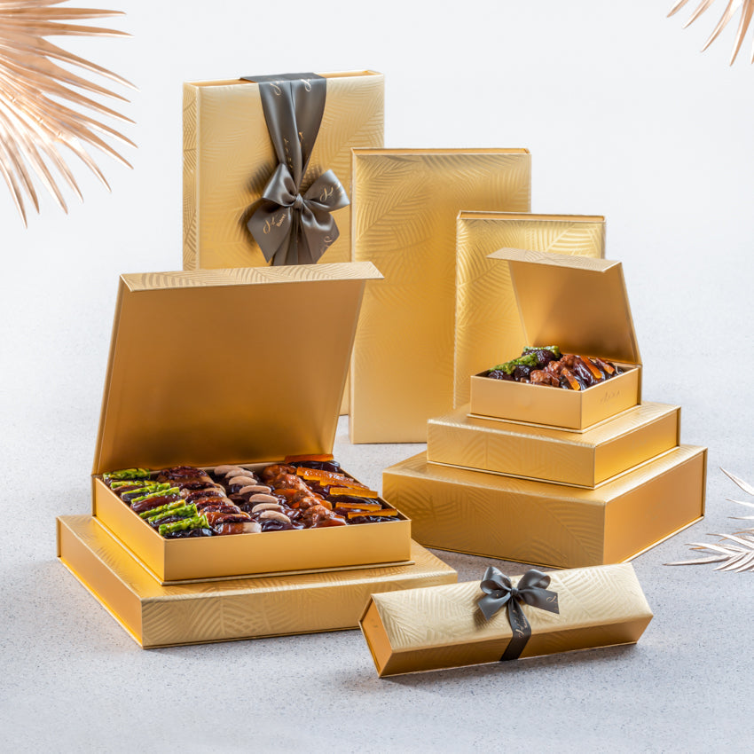 Bateel Gold Palm Rectangle Medium Gift Set Premium Plain Dates-AE