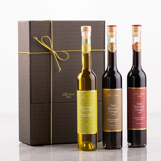 Bateel Premium Olive Oil , Date Balsamic Classic and Chilli Gift Set-AE