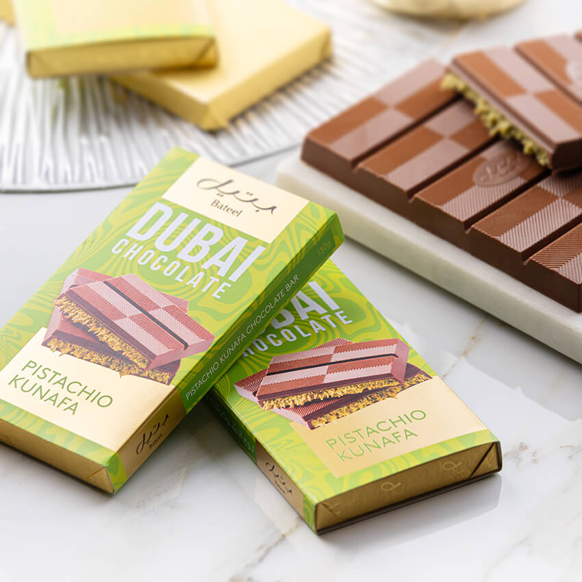 Bateel  Dubai Chocolate Bar – Pistachio Kunafa 120g-AE