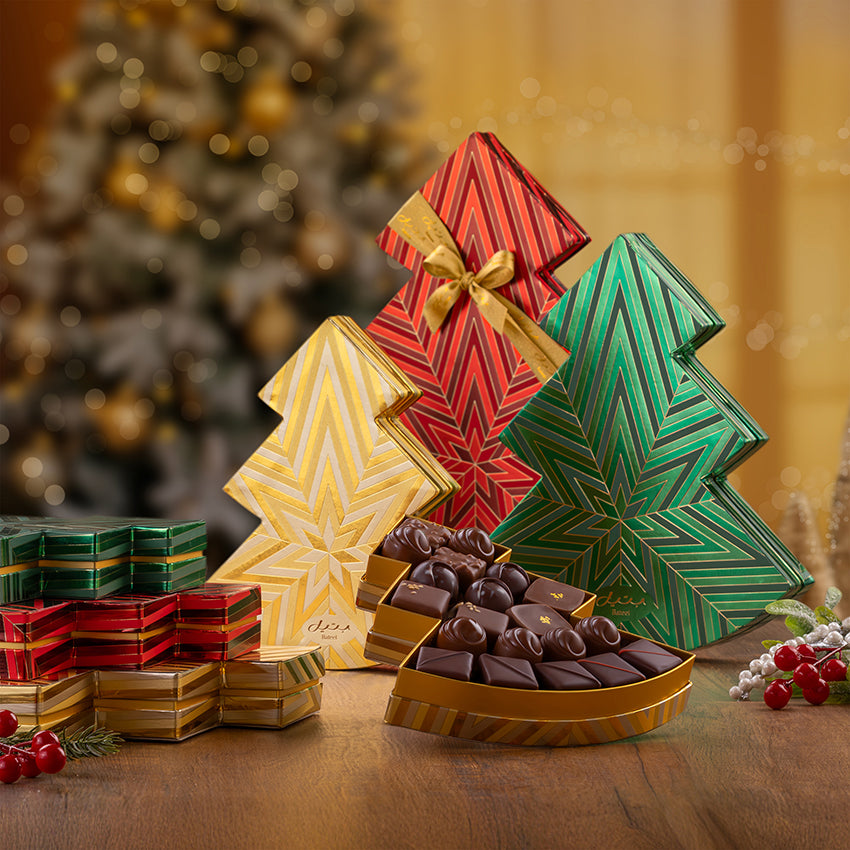 Bateel Christmas Tree Gold Small Premium Filled Dates-US