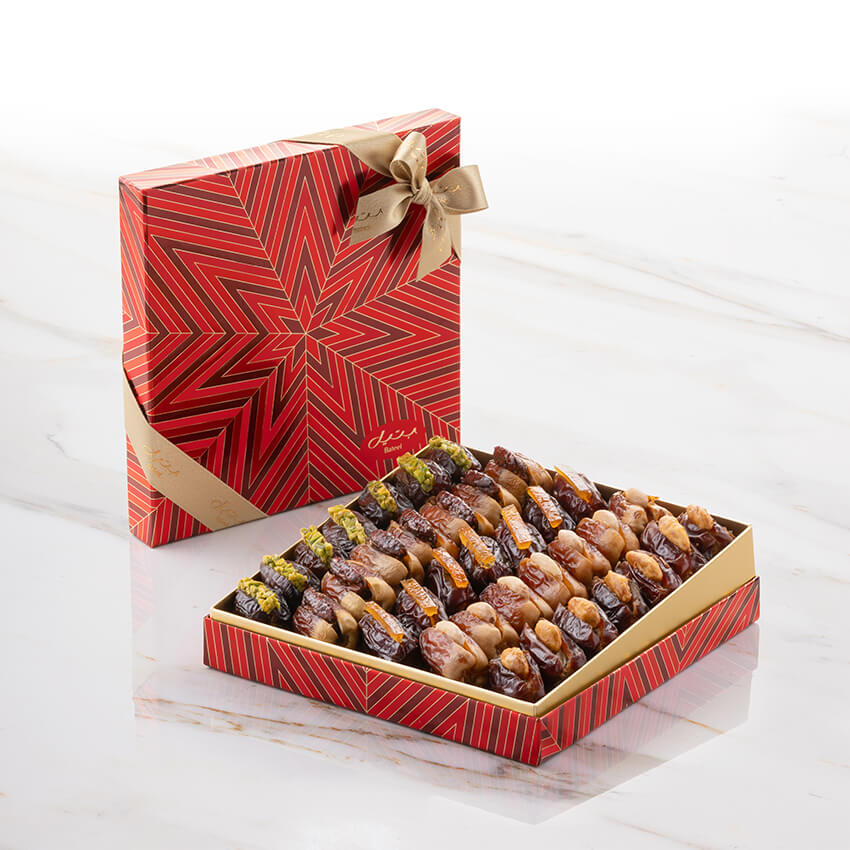 Bateel Seren Festive Red Square Medium Premium Filled Dates-AE