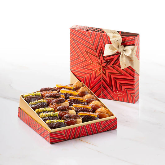 Bateel Seren Festive Red Square Small Premium Filled Dates-EU