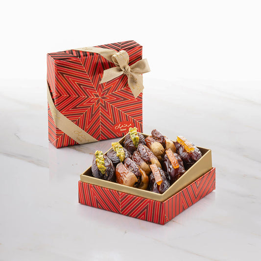 Bateel Seren Festive Red Square XSmall Premium Filled Dates-AE