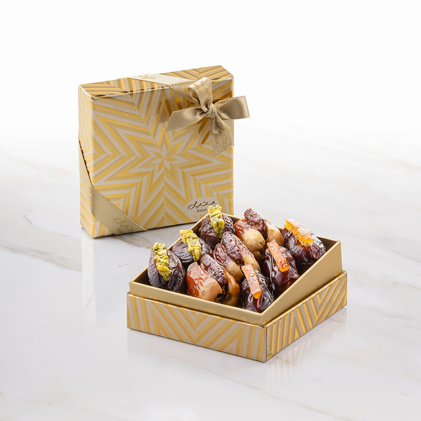 Bateel Seren Festive Gold Square XSmall Premium Filled Dates-US