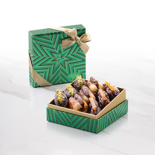 Bateel Seren Festive Green Square XSmall Premium Filled Dates-AE