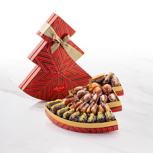 Bateel Christmas Tree Red Medium Premium Filled Dates-CAD
