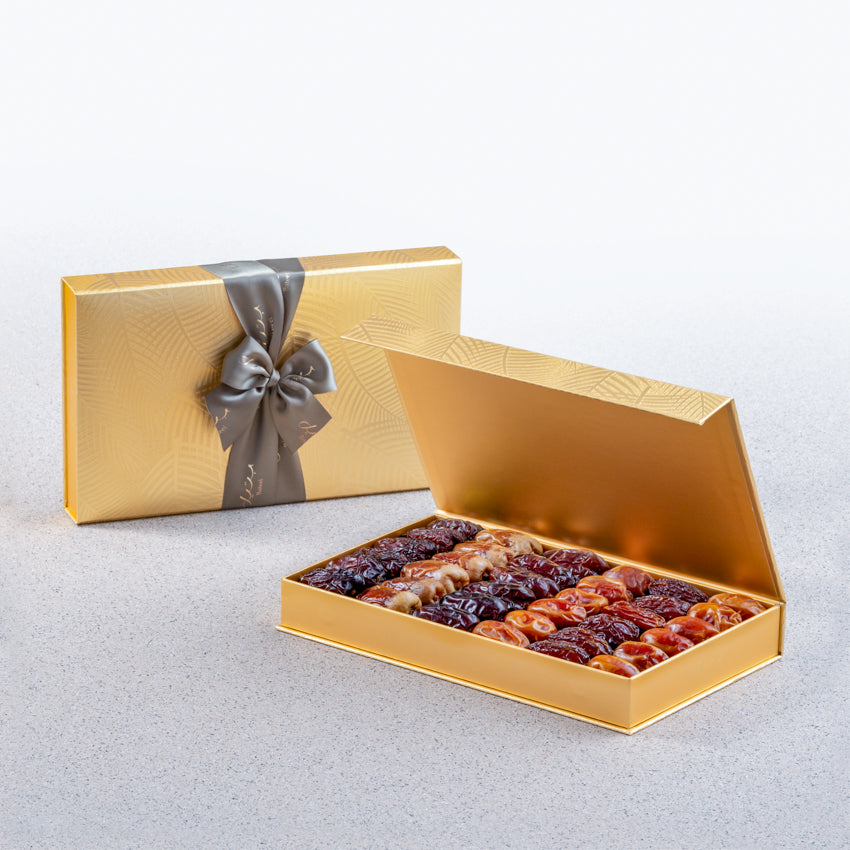 Bateel Gold Palm Rectangle Medium Gift Set Premium Plain Dates-AE