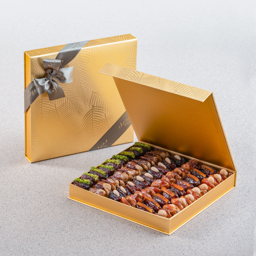 Bateel Gold Palm Square Large Gift Set Premium Filled Dates-AE