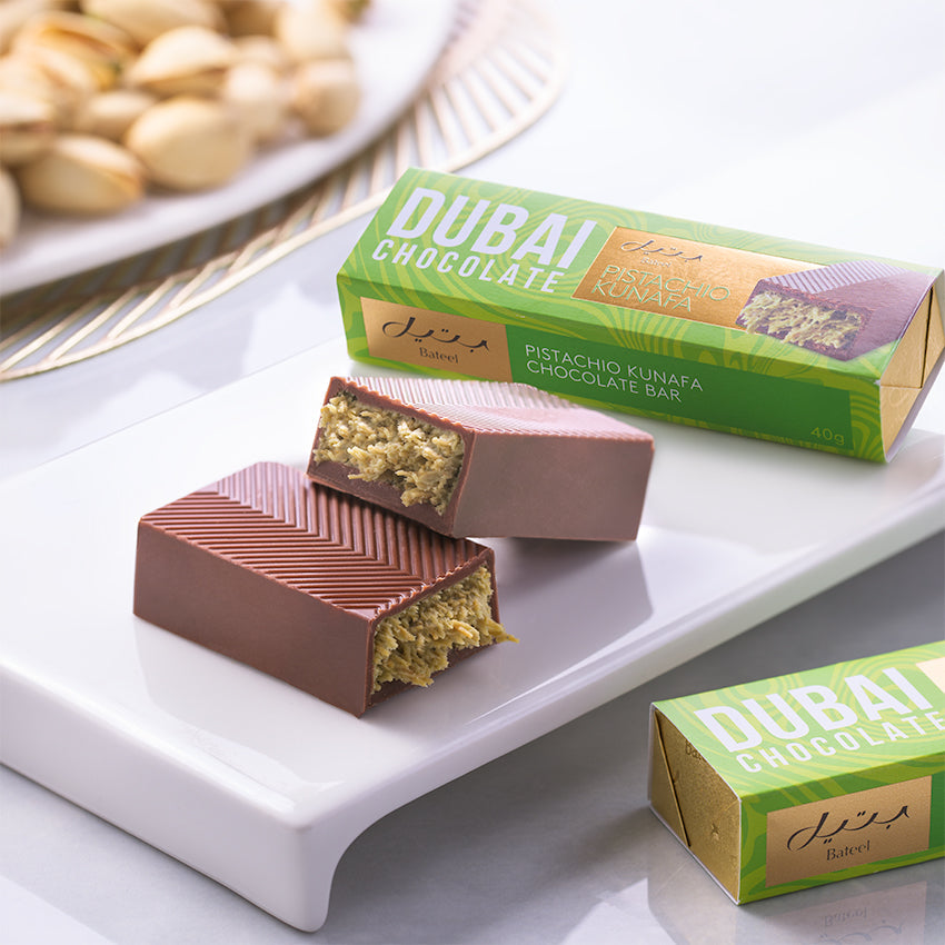 Bateel Premium Dubai Chocolate Bar - Pistachio Kunafa-AE